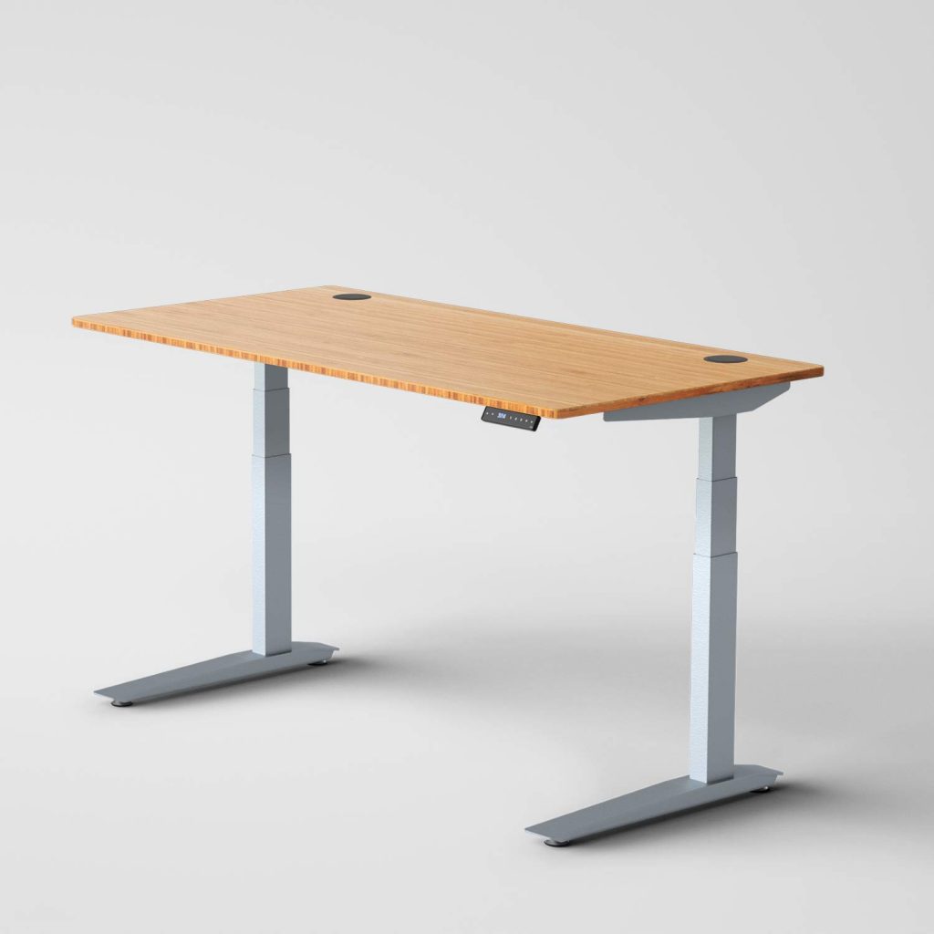 Jarvis Standing Desk Bamboo Top - Electric Adjustable Height Sit Stand Desk - 3-Stage Extended Range Frame with Memory Preset Handset Controller by Fully (Silver, 48 x 30 Desktop)