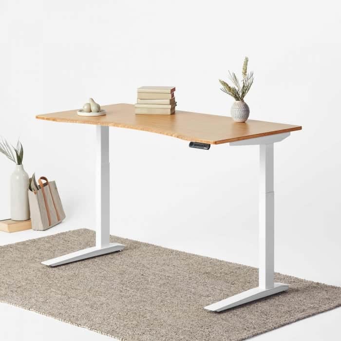 Fully Jarvis Bamboo Standing Desk Contour White Frame