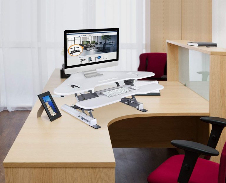 Mount It Height Adjustable Corner Standing Desk Converter 3